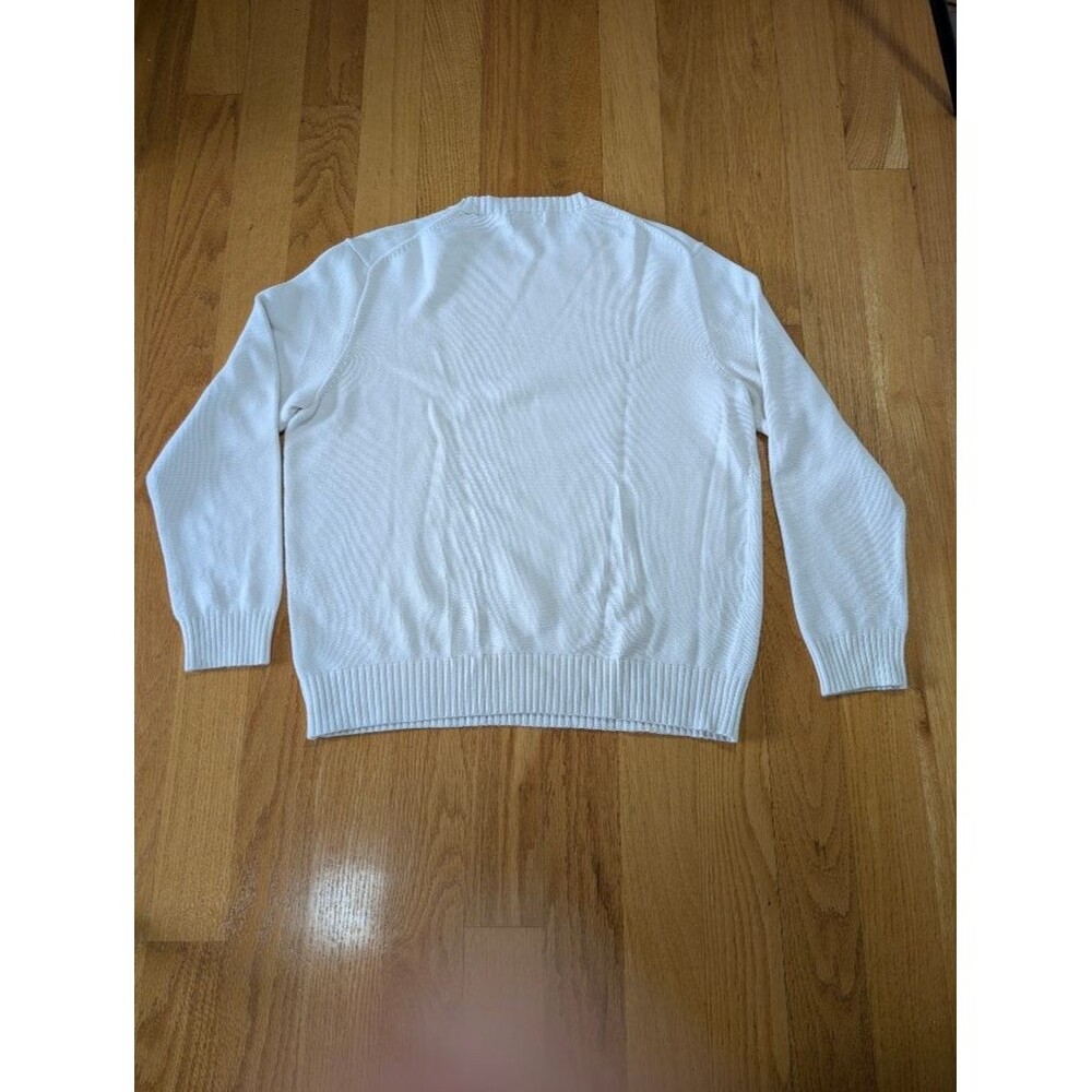 Polo Ralph Lauren Mens XL White Cotton Crewneck Knit Sweater Pony Logo - Picture 5 of 6